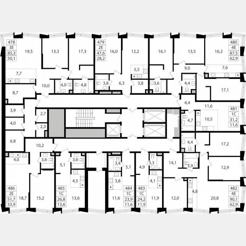 1-к. квартира, 51,7 м², 12/25 эт.