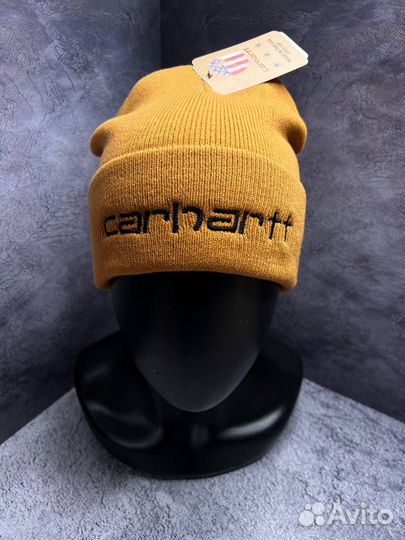 Шапка Carhartt WIP оранжевая буквы 2024