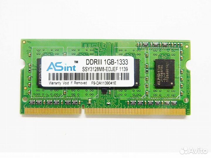 Озу для ноутбука Asint ssy3128m8-edjed DDR3 1 Гб