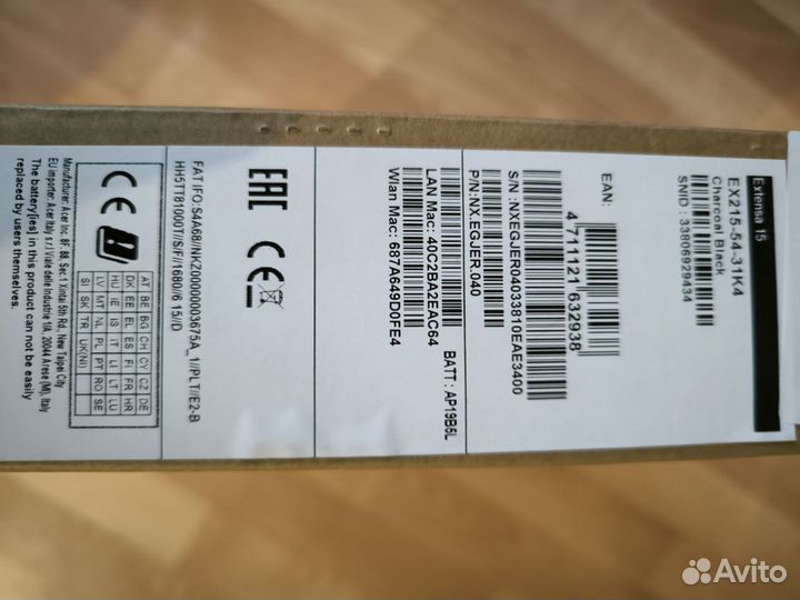 Ноутбук acer extensa 15 ex215-54-31k4