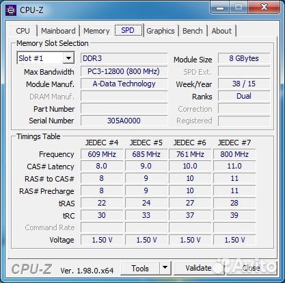 DDR3 8gb 1600mhz 2rank CL11-11-11-28 Adata Premier