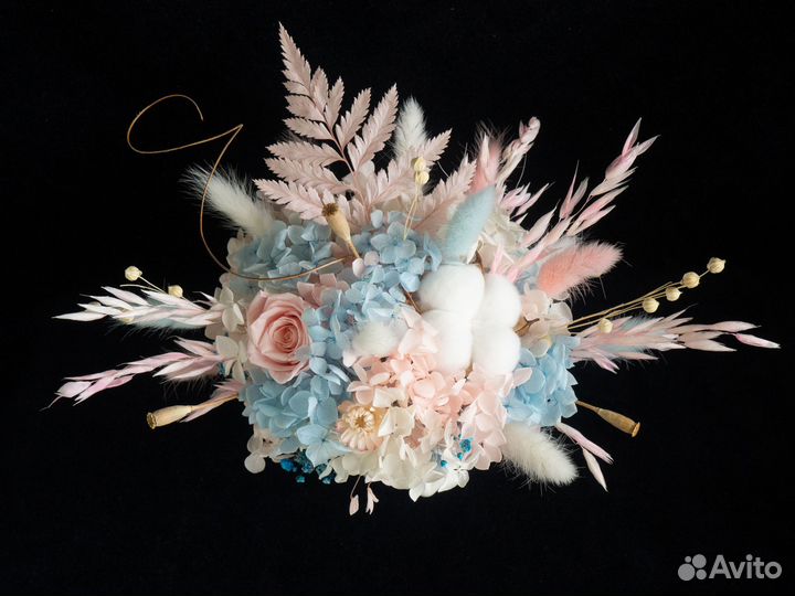 Сухоцветы. Композиция в кашпо. Букет. Хлопок