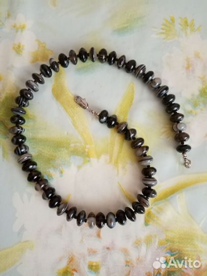 Бусы агат приплюснутый