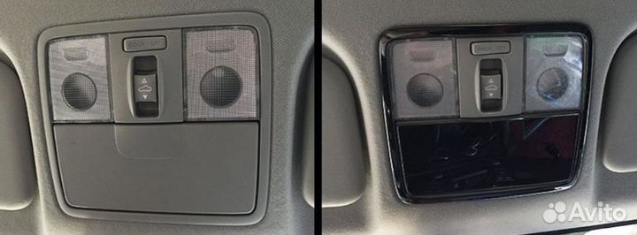 Черный титан накладки на плафон освещения Киа Рио4