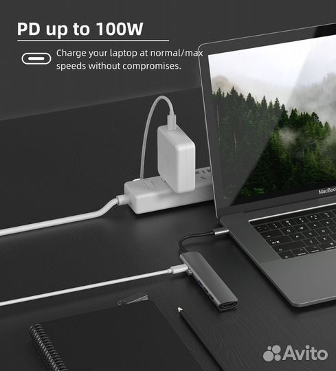 Хаб USB 3.0 Type-C hdmi адаптер 4K Thunderbolt