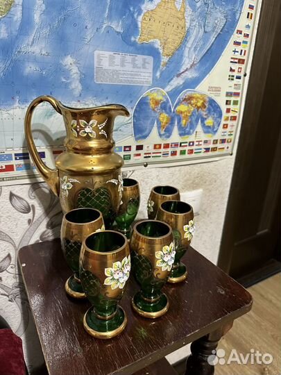 Графин со стаканами богемия