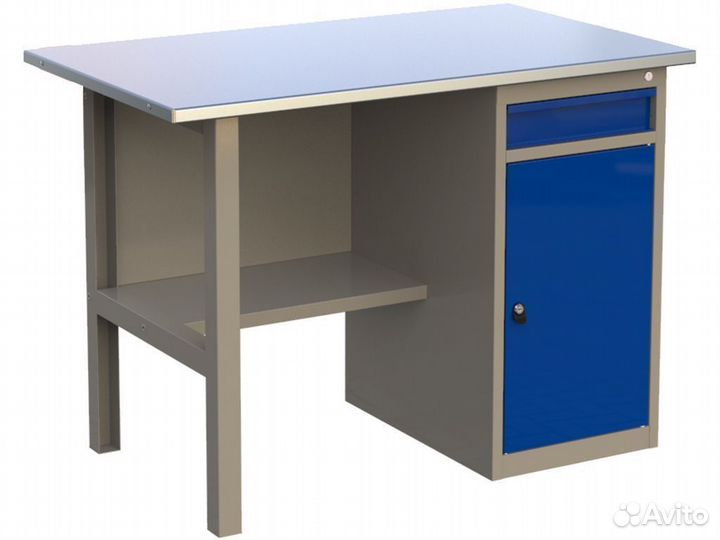 Верстак 1200 мм с тумбой с ящиком и дверцей