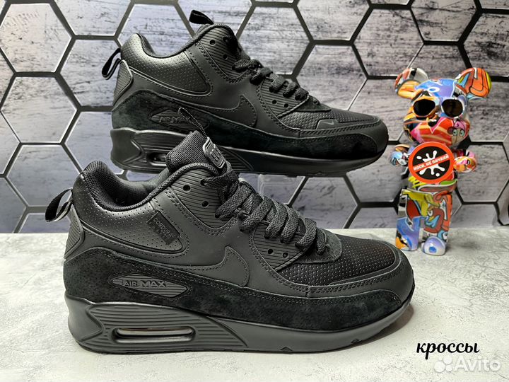 Кроссовки Nike Air Max 90 черные мех