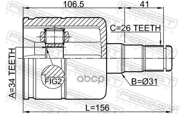 ШРУС внутренний левый 34X31X26 audi Q3 12- 2311