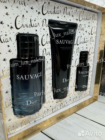 Christian dior sauvage подарочный набор 3в1