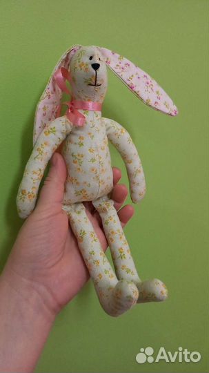 Зайка-Тильда из хлопка 25 см.Ручная работа