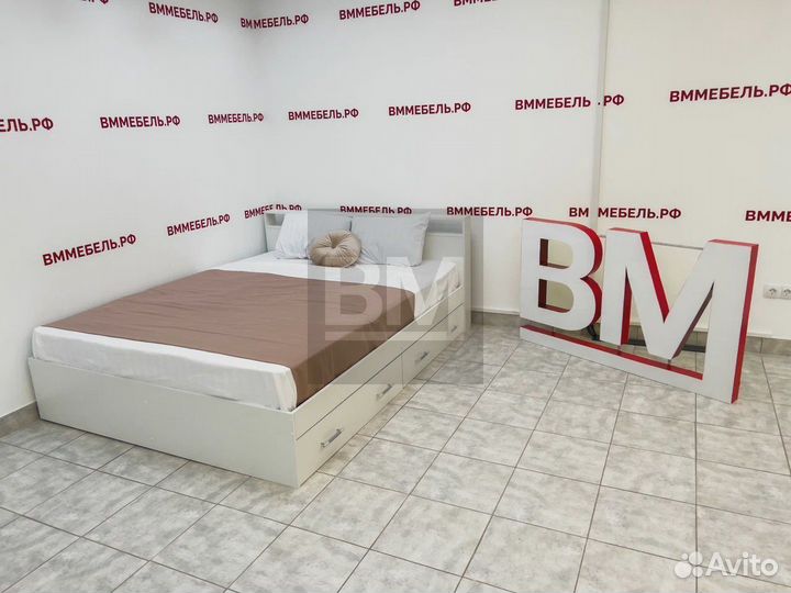 Кровать белая с ящиками 160/200