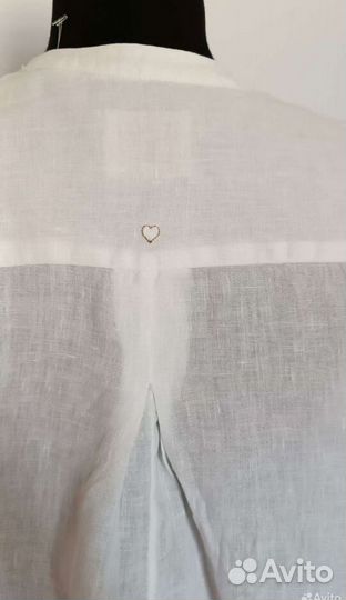 Рубашка белая льняная 42 длинная рубашка лен