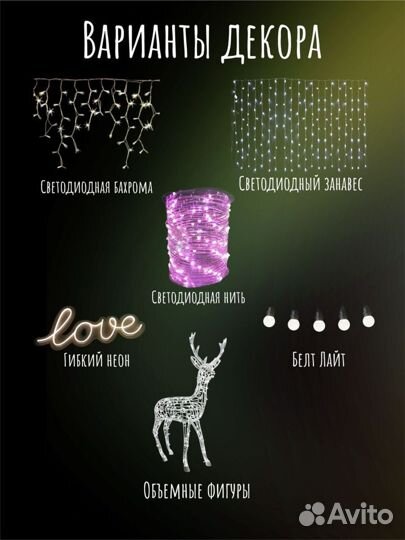 Украшение домов гирляндами/неоном