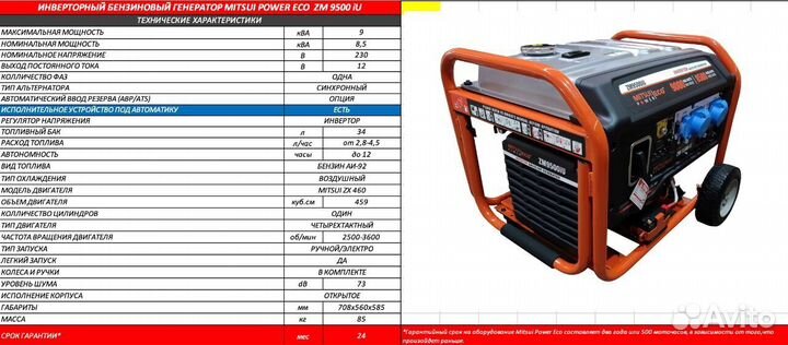 Бензиновый генератор инверторный 9 кВт