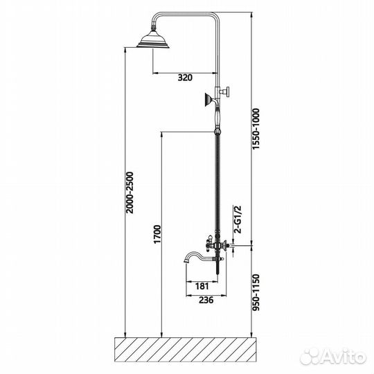 Душевая система vieir caro V370162E gold (золото)