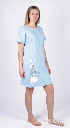 Сорочка женская ночная голубая 56 58