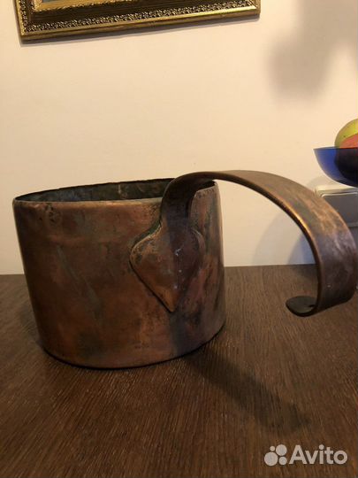 Медный ковш старинный, кашпо лофт