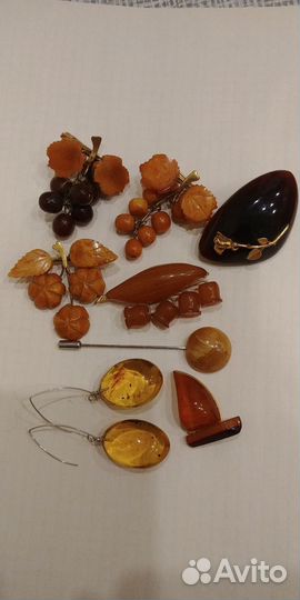 Янтарные броши СССР, серьги