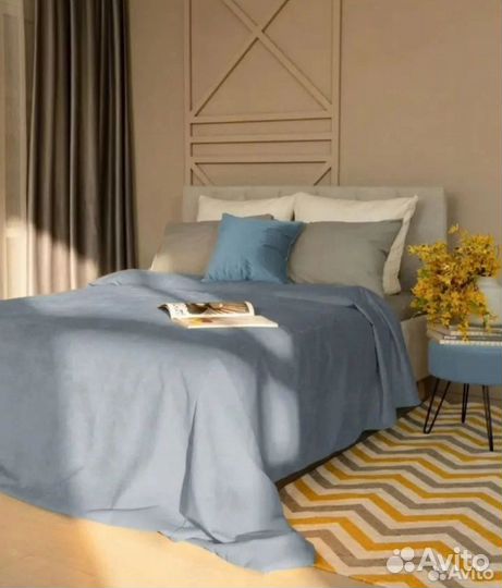 Плед покрывало большое синий