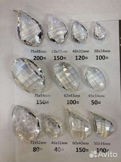 Хрустальные стеклянные элементы для люстр и бра