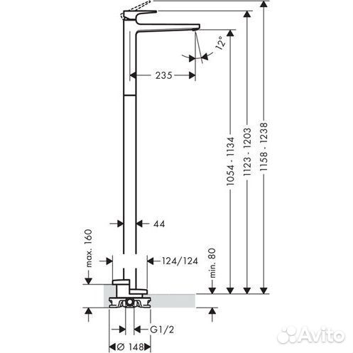 Напольный смеситель Hansgrohe Metropol 74530000