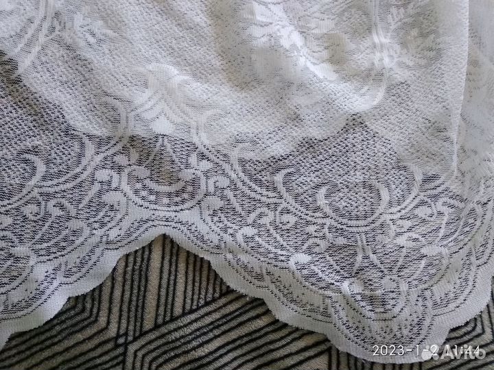 Тюль белый с фестонным краем