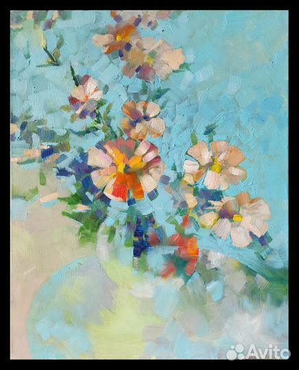 Картина маслом на холсте. Живопись. Цветы. Пейзаж