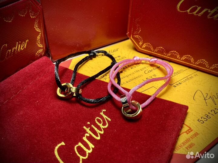 Cartier love браслет шелковая нить