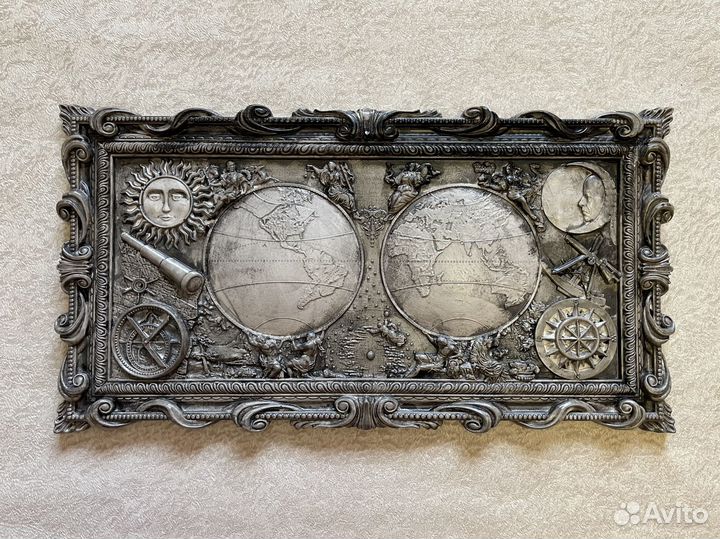 Декоративная картина Карта мира Винтаж 66х33см