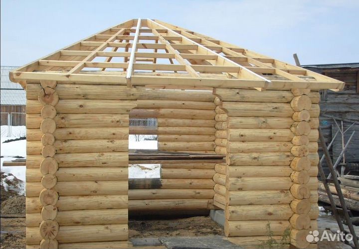 Беседка бревенчатая