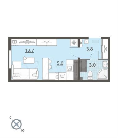 Квартира-студия, 24,7 м², 25/25 эт.