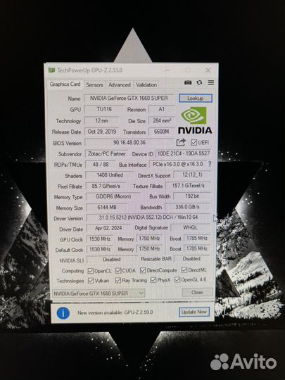 Видеокарта gtx 1660 super 6gb