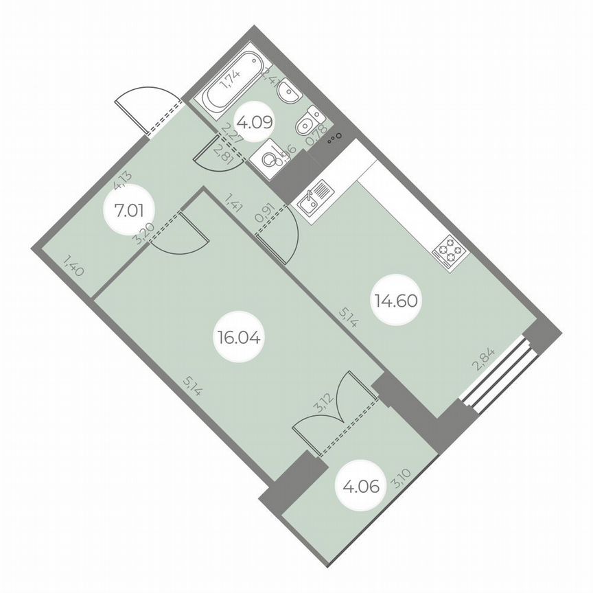 1-к. квартира, 43 м², 19/20 эт.