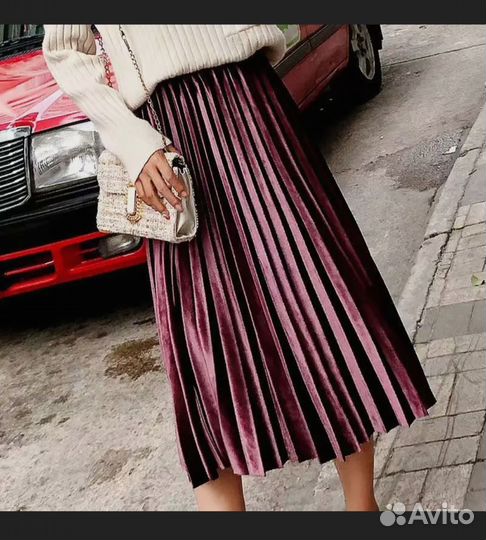 Юбка плиссе бордо