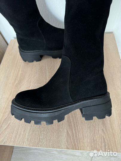 Сапоги ботфорты замшевые