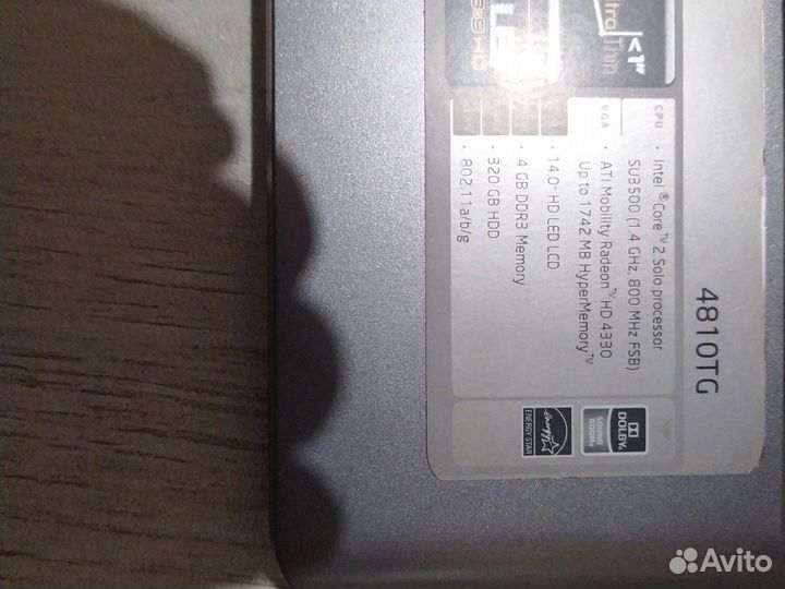 Ноутбук Acer Aspire 4810 разбор