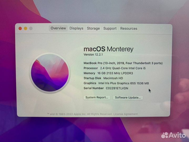 Macbook pro 13 2019 touch bar 16gb