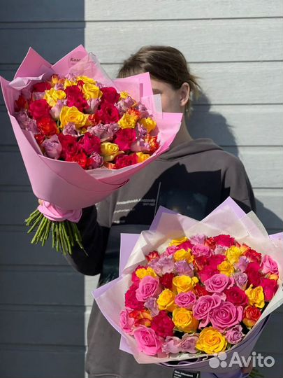 Букет цветов из роз, 51 роза, свежие розы