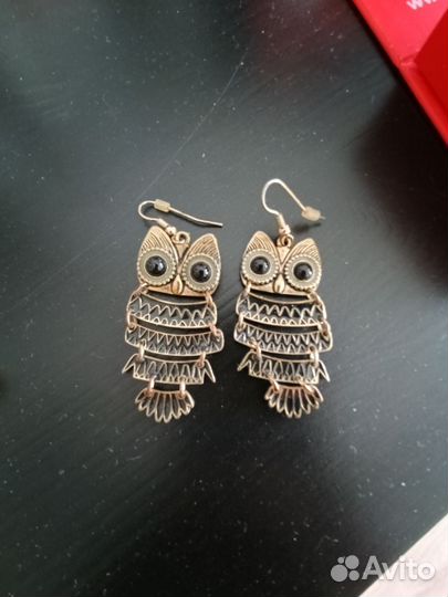 Серьги сова и клипсы