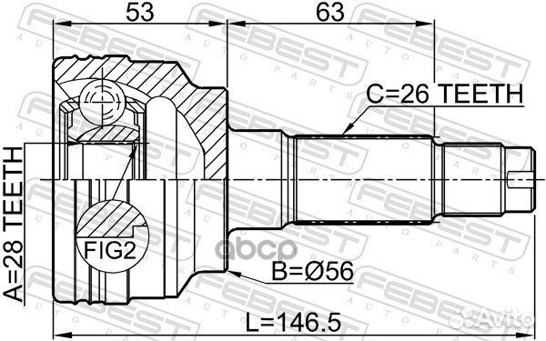 ШРУС наружный 28X56X26 mazda familia 98- 051032