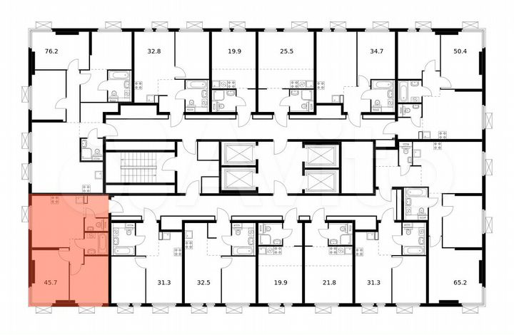 2-к. квартира, 45,7 м², 13/33 эт.