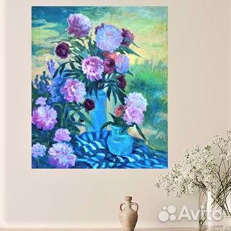 Картина маслом на холсте Цветы Натюрморт