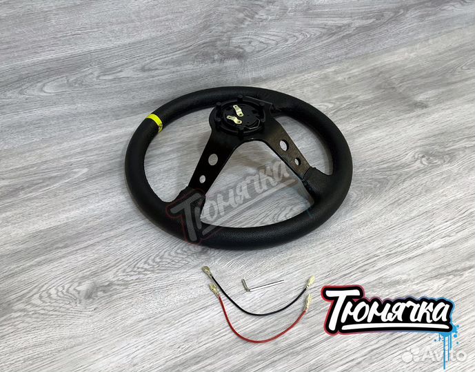Руль спортивный OMP кожаный черный