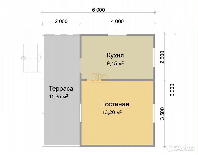 Каркасный дом без отделки 6х6