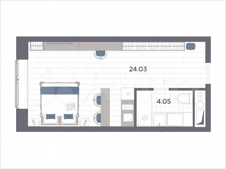 Апартаменты-студия, 28,1 м², 8/14 эт.