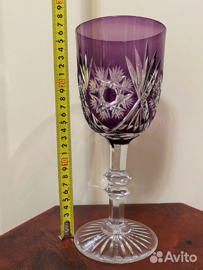 Бокал-кубок из цветного хрусталя времен СССР гдр
