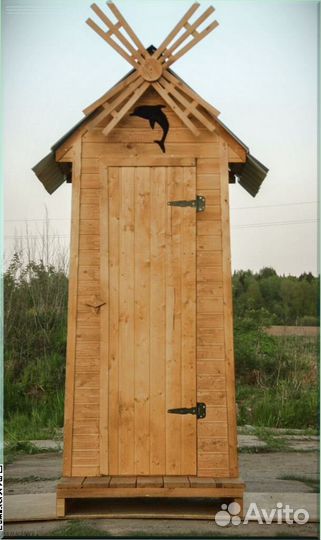 Дачный туалет деревянный прямоугольник BHU
