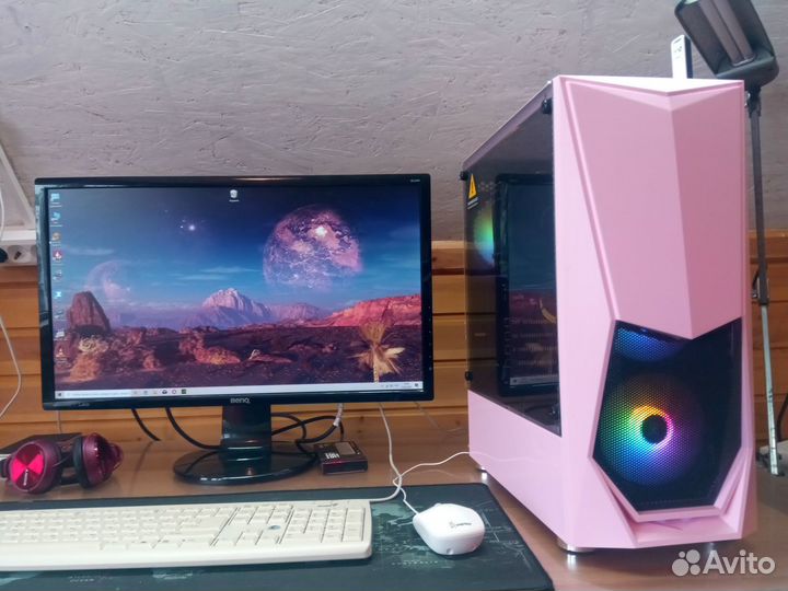 Компьютер игровой, I5-7500, розовый корпус