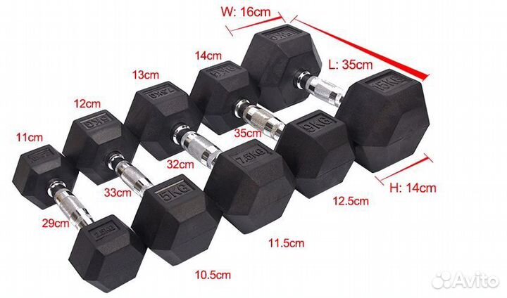Гантели гексогональные ряд от 180 кг